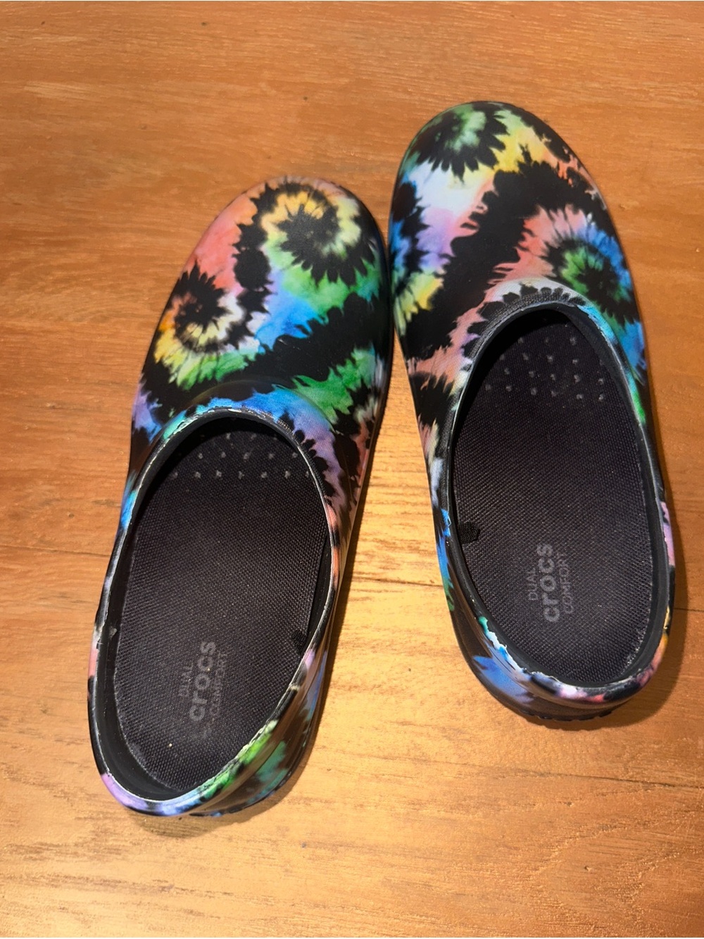 Crocs On-the-Clock Work Slip-On Clogs Rainbow Tie Dye Women’s 8 Men’s 6 - Picture 7 of 7